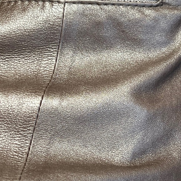 Lafayette 148 New York Leather Jacket Women's Brown Size 12 Zipper Front - Picture 7 of 13